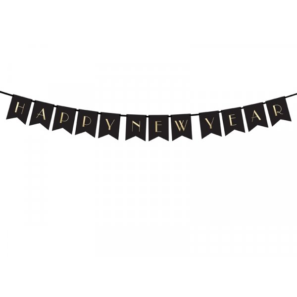 Vimpel - Happy New Year - Svart/Guld Vimpel - Happy New Year - Svart/Guld