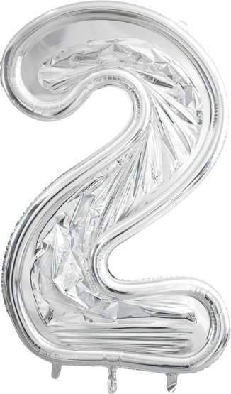 Sifferram till ballong - Silver - 126 cm - Siffra: 2 - Ballong ramar, Ballonger