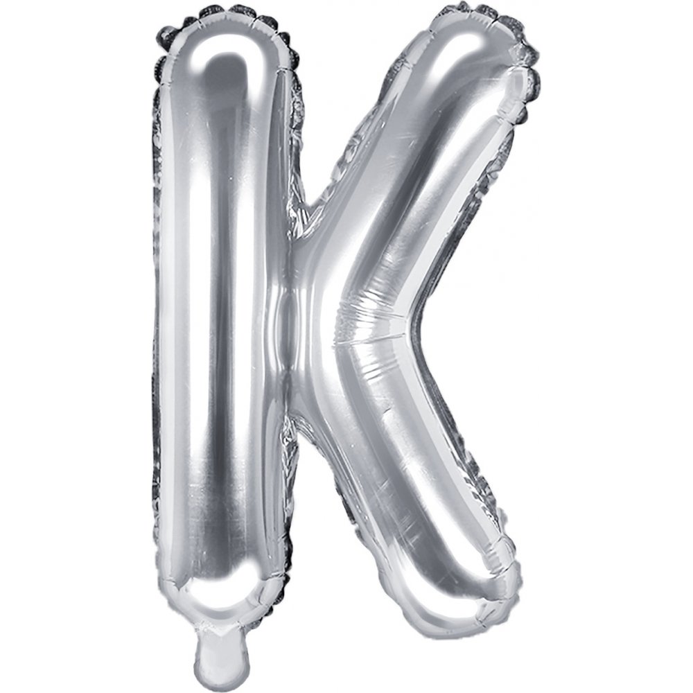 Bokstavsballonger – Silver – 35 cm – Bokstav: K – Bokstavsballonger, Ballonger