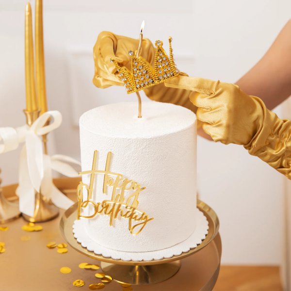 Cake Topper - Krona - Guld med silverkristaller - 7 cm Cake Topper - Krona - Guld med silverkristaller - 7 cm