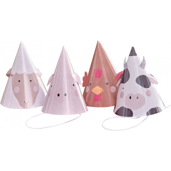 Partyhattar - Bondgårdsdjur - 8 st Partyhattar - Bondgårdsdjur - 8 st
