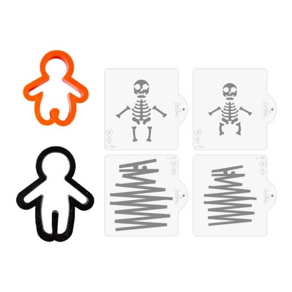 Utstickare med schablon - Skelett och mumie - Halloween