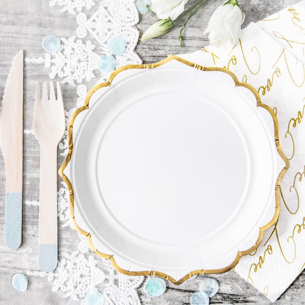 Desserttallrikar - Vita med guldkant - 6-pack Desserttallrikar - Vita med guldkant - 6-pack