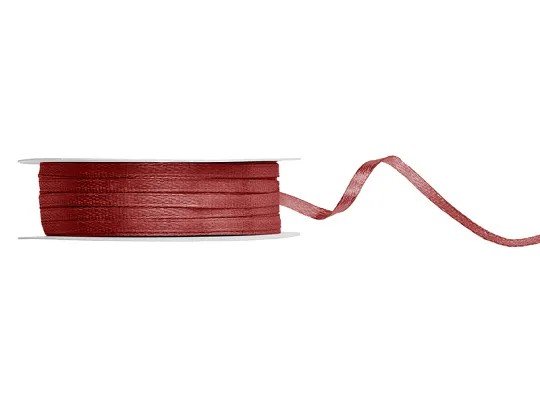 Satinband - 50 m - Vinrött - Bredd: 3 mm - Satinband, Band & Snören till bröllop