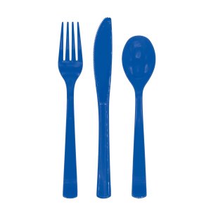 Bestick - M�rkbl� - 18-pack
