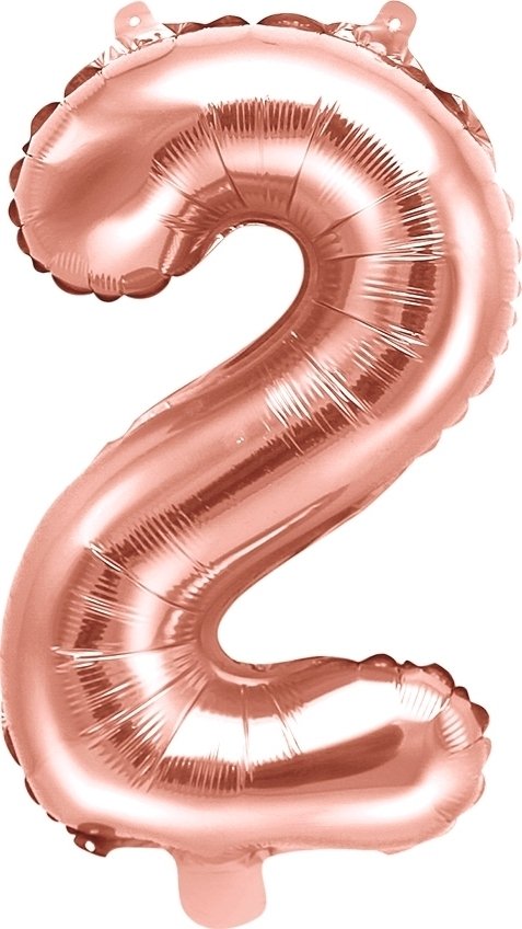 Sifferballong – Roséguld – 35 cm – Siffra: 2 – Sifferballonger, Ballonger