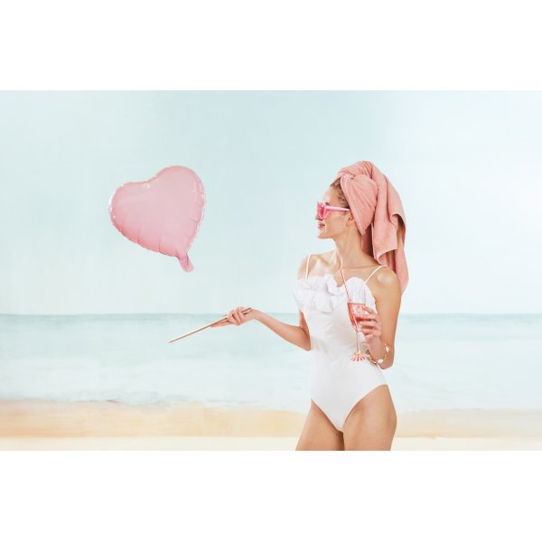 Folieballong - Ljusrosa hjrta