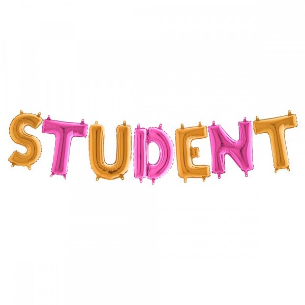 Bokstavsballonger - Student - Rosa/Guld