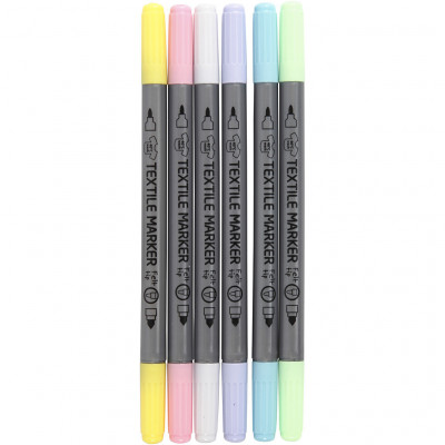 Textilpennor - 6-pack - Pastell