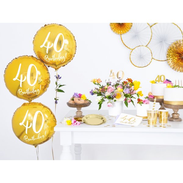 Servetter - 40th Birthday - Vit/Guld - 20-pack