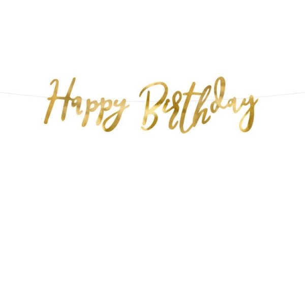Girlang Happy Birthday Guld
