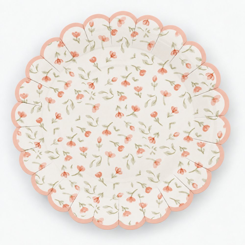 Papptallrikar - Floral - 17 cm - Lavenders Blue - 8-pack - Papptallrikar till kalas