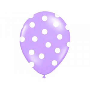 Ballonger - Ljuslila med vita prickar - 6-pack