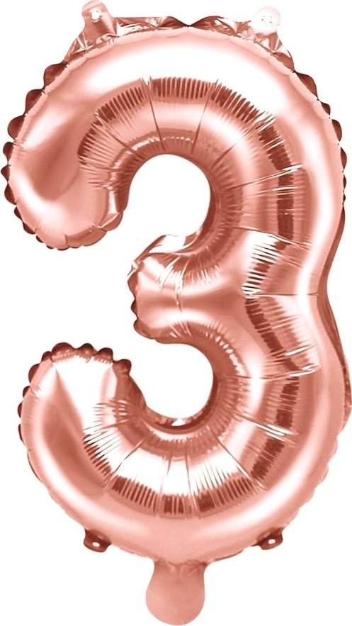 Sifferballong – Roséguld – 35 cm – Siffra: 3 – Sifferballonger, Ballonger