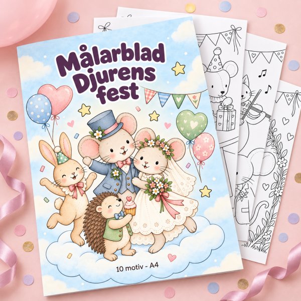 M�larblad - Djurens fest - 10 motiv - A4