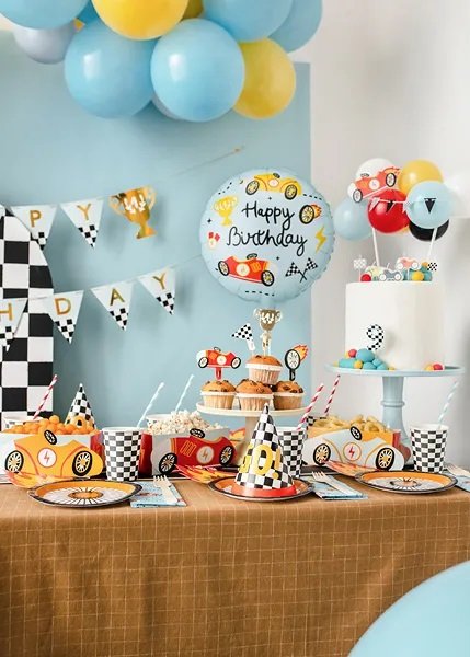Folieballong - Happy Birthday - Racing - 35 cm