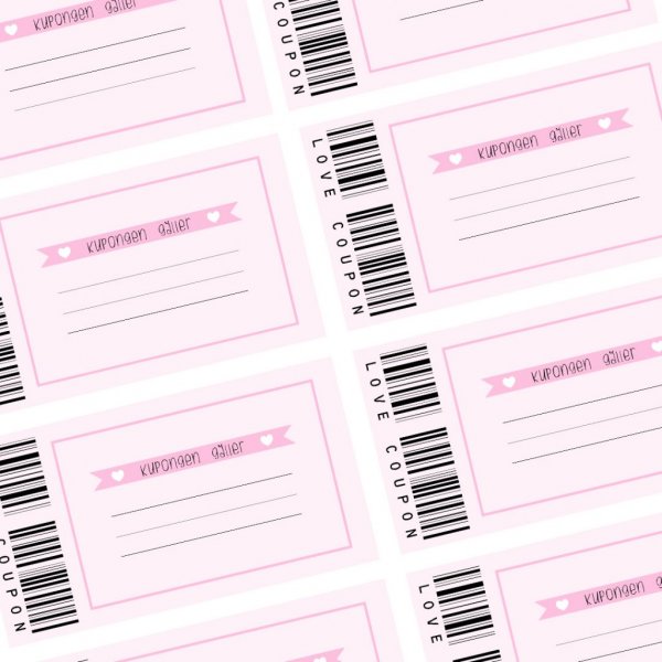 Love Coupons / Krlekskuponger - 20-pack - Rosa