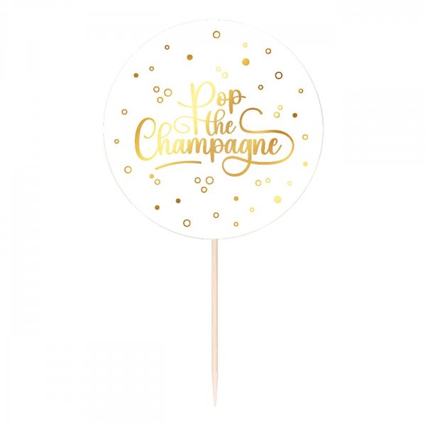 Partypicks Pop the Champagne - Vit - 25-pack