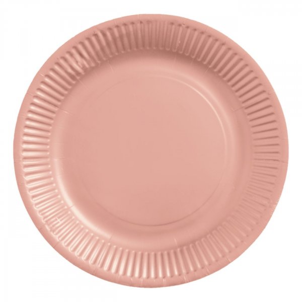 Papptallrikar - Ros�guld 18 cm - 8-pack