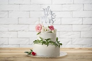 Cake Topper - Mr & Mrs - Silver