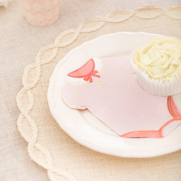 Servetter - Babybody - Rosa/Guld - 10-pack