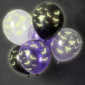 Sj�lvlysande ballonger - Let's get Batty - 6-pack