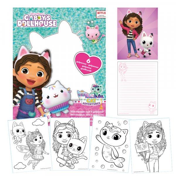 Gabby\\\'s Dollhouse - Aktivitetsbok med gelepennor Gabby\\\'s Dollhouse - Aktivitetsbok med gelepennor