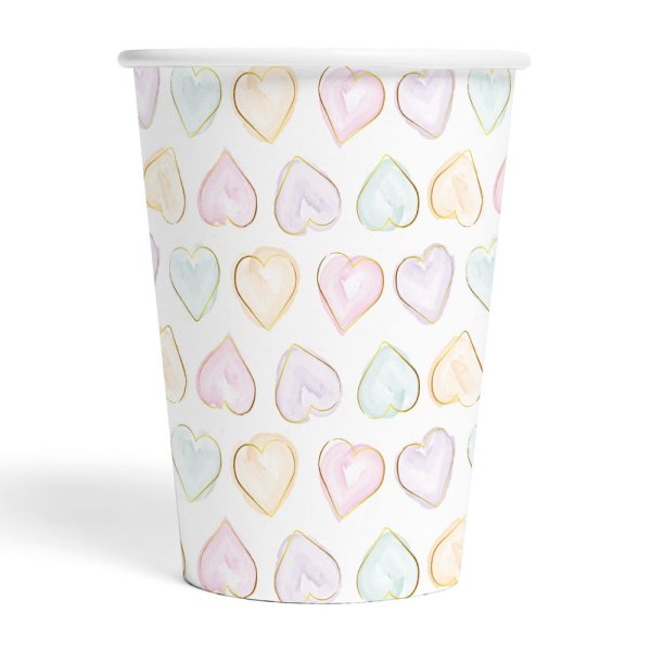 Pappmuggar - Watercolors Hearts - 210 ml - 8-pack Pappmuggar - Watercolors Hearts - 210 ml - 8-pack