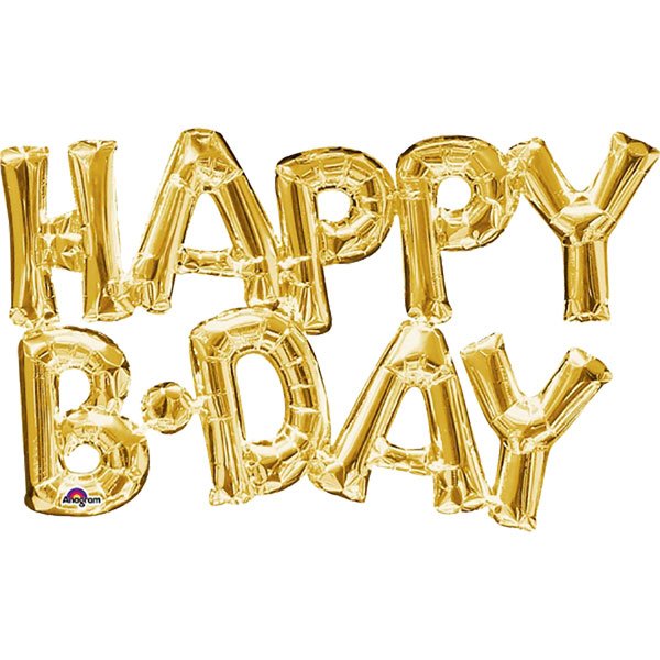 Folieballong - Happy B-day - Guld