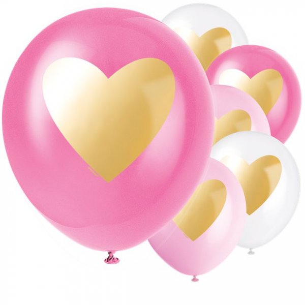 Ballonger - Rosa mix - Guldhjrtan - 6-pack
