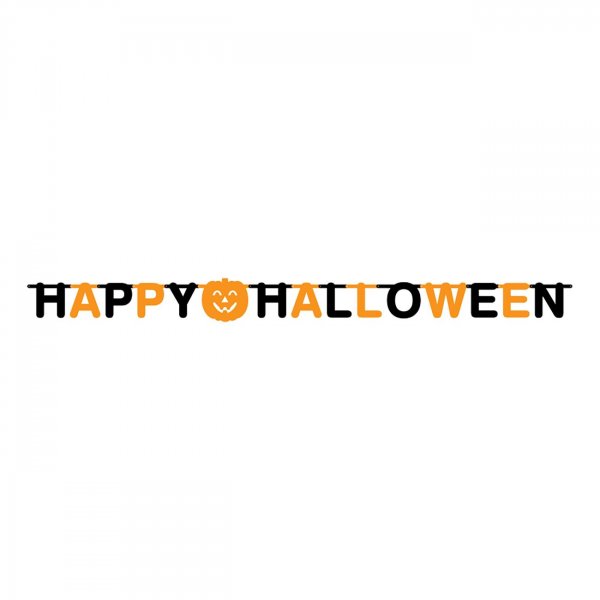 Bokstavsgirlang - Happy Halloween - Svart/Orange - 2m