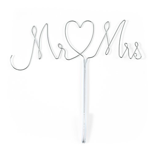 Cake Topper - Wire - Mr & Mrs - Silver