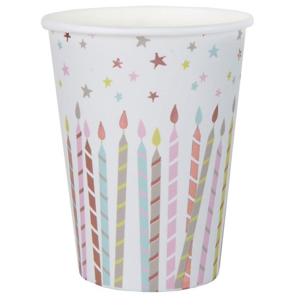 Pappmuggar - Happy Birthday - Pastel/Ros - 10-pack
