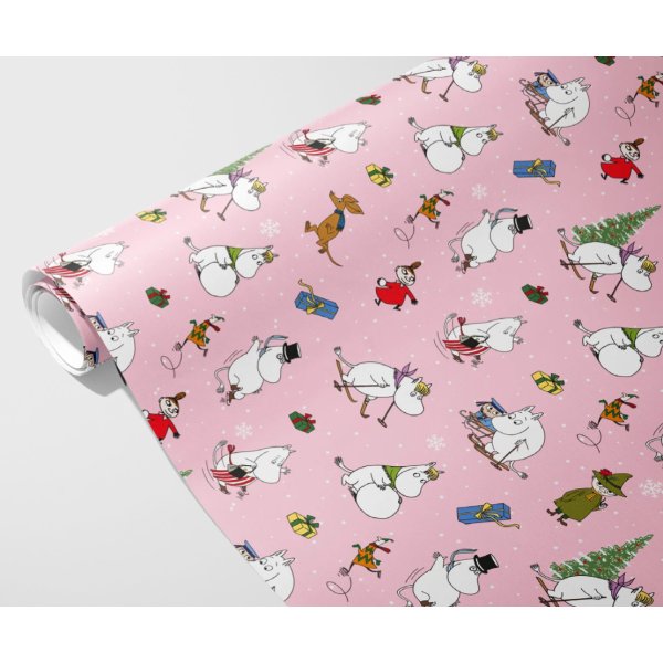 Presentpapper - Julpapper - Mumin - Rosa - 4mx70cm Presentpapper - Julpapper - Mumin - Rosa - 4mx70cm