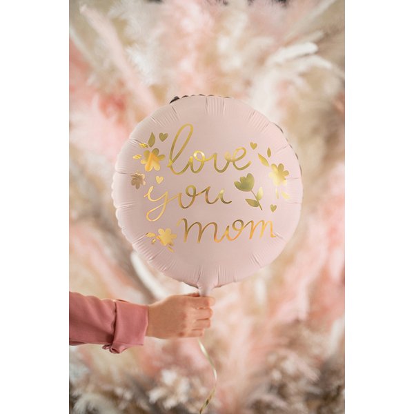 Folieballong - Love you mom - Rosa/Guld Folieballong - Love you mom - Rosa/Guld