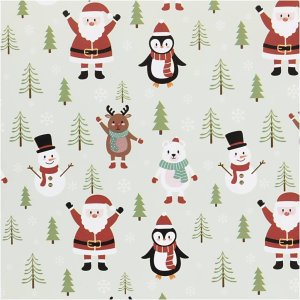 Presentpapper - Tomtar & pingviner  - 0,5 x 5m