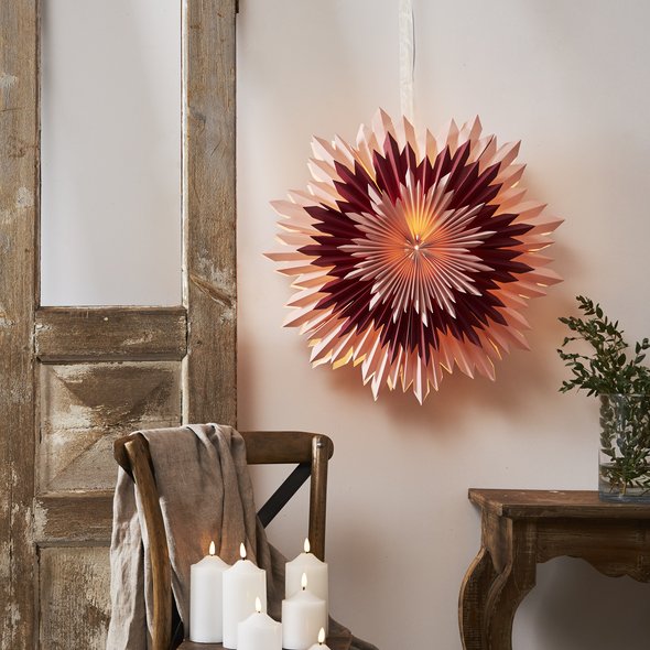 Julstjrna - ICE 50 cm - Rosa/Rd