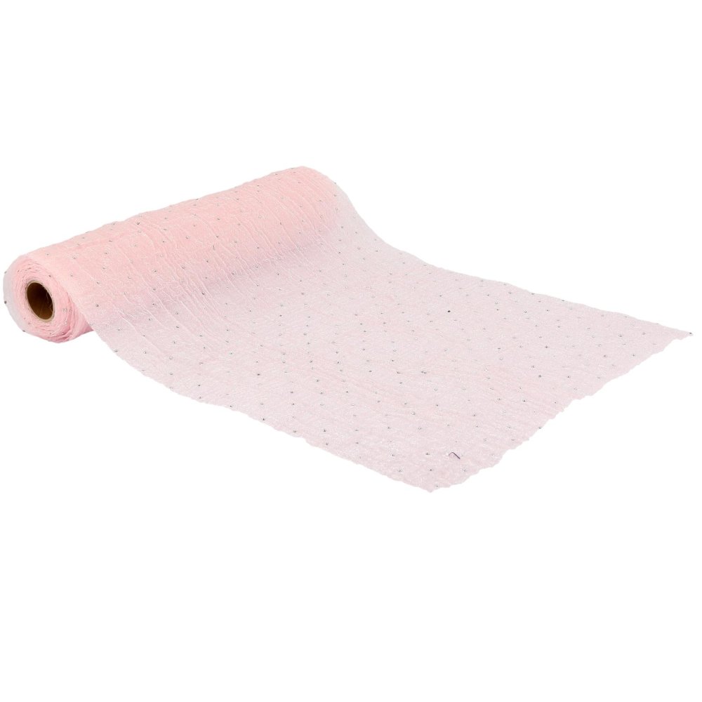 Bordslöpare i tyg - Rosa med silver stenar - 28 cm x 3 m - Bordslöpare till kalas, Dukar & Löpare till kalas