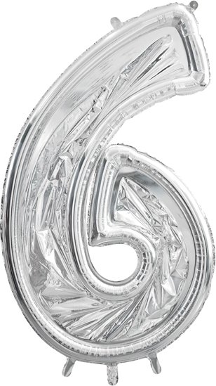 Sifferram till ballong - Silver - 126 cm - Siffra: 6 - Ballong ramar, Ballonger