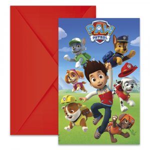Inbjudningskort med kuvert - Paw Patrol - 6 st