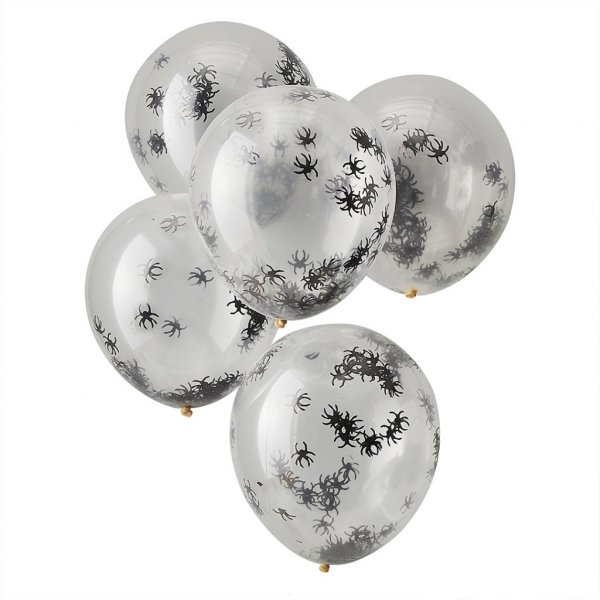 Konfettiballonger - Spiders - 5-pack