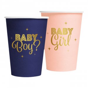 Pappmuggar Gender Reveal - Rosa och bl� - 8-pack