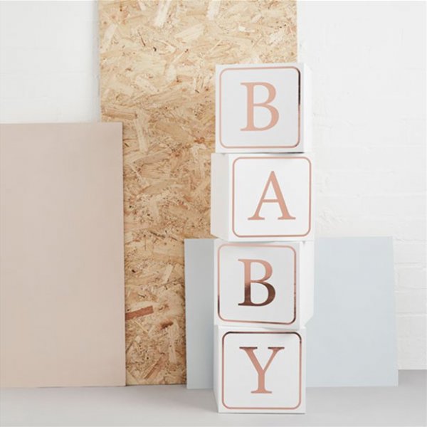 Stora klossar - BABY - Vit/Rosguld