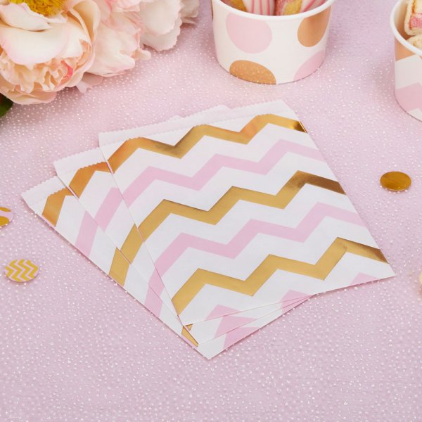 Godispsar - Chevron - Rosa/Guld - 25 st
