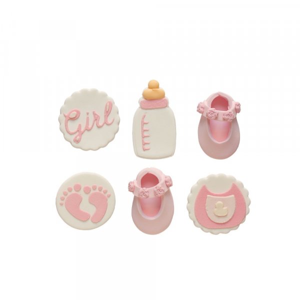 Sockerdekorationer - Baby - Rosa - 6 st