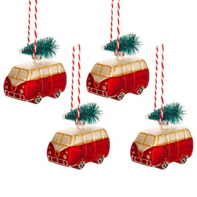 Julgranskulor - 4-pack - Campervan med julgran