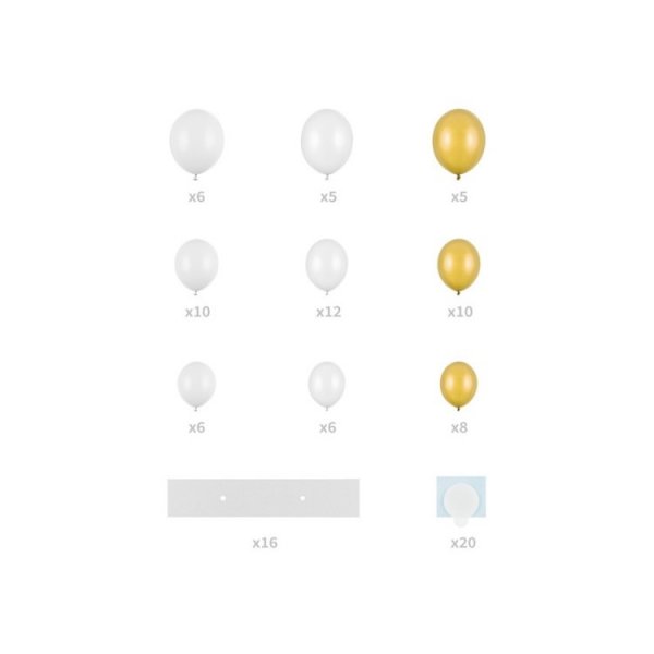 Ballonger Hj�rta med Ram - Guld och Vit