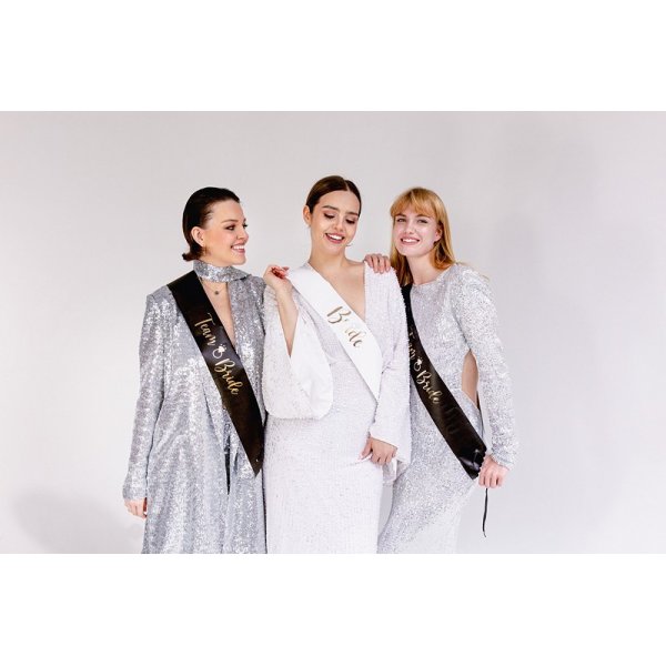 Sash - Bride & Team Bride - Svart/Vit - 6-pack Sash - Bride & Team Bride - Svart/Vit - 6-pack