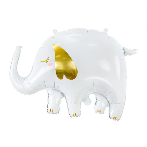 Folieballong - Elefant - Vit/Guld Folieballong - Elefant - Vit/Guld
