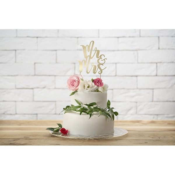 Cake Topper - Mr & Mrs - Guld Cake Topper - Mr & Mrs - Guld